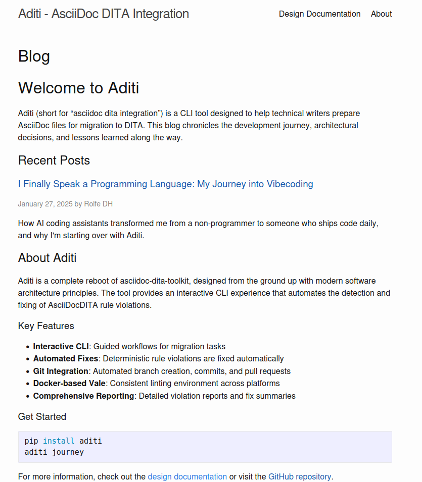 Aditi site with Minima theme